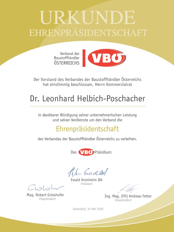 Verleihung Ehrenpräsidentschaft